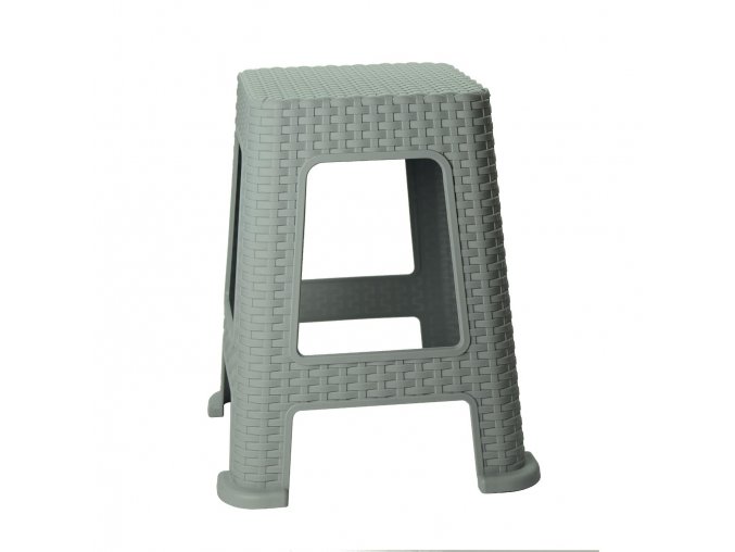 Stolička taburet  RATAN 100kg v.45cm šedá