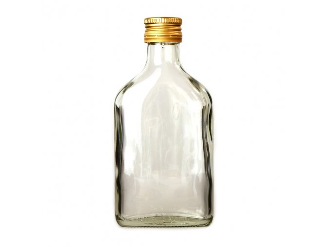 Láhev sklo  200ml PLACKA FLASK čirá s plechovým víčkem