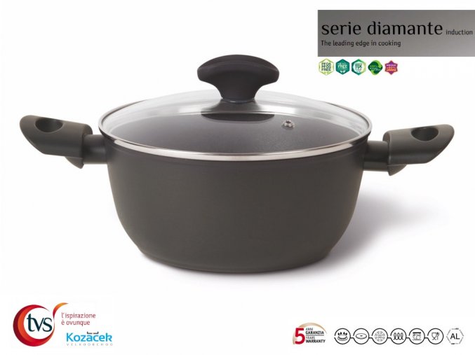 Hrnec nepřilnavý ¤24cm 3,5L s poklicí  DIAMANTE PRO indukce