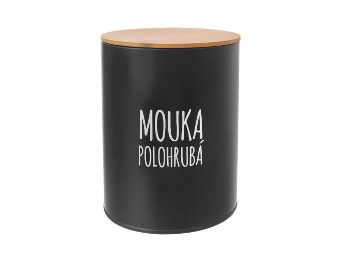 Dóza plech/bambus černá mouka polohrubá ¤13cm  ORION