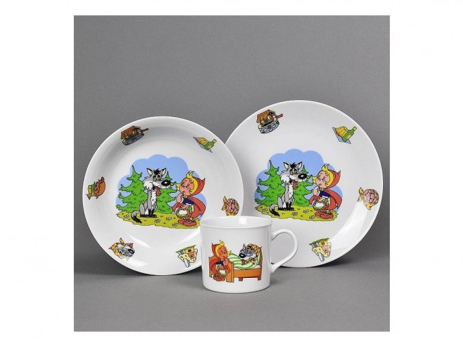 Dětská jídelní sada 3 dílná porcelán KARKULKA