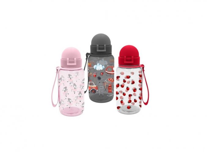 Láhev dětská s brčkem tritan 330ml  KIDS FUN mix barev