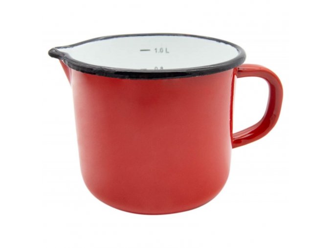 Hrnek smalt  1800ml ¤14cm s výlevkou, odměrka  PIROS, mix barev