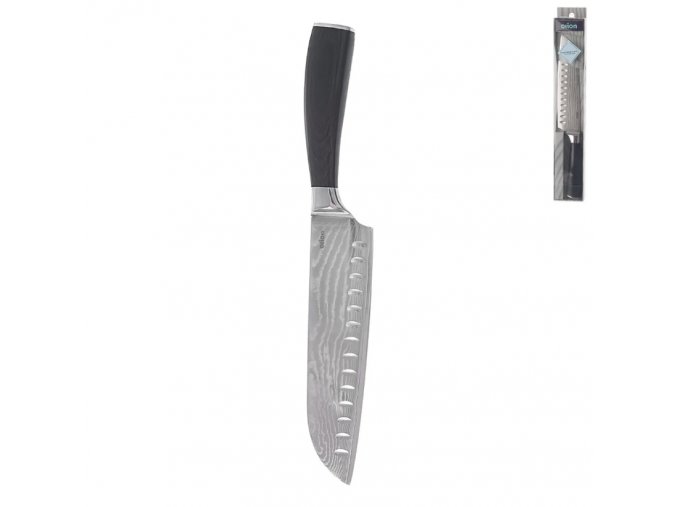 Nůž kuchyňský Santoku 18,5cm damašková ocel, pakka