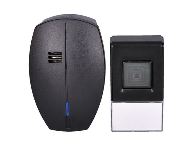 Zvonek bezdrátový 32 tónů, LED, do zásuvky, IP44, černá  SOLIGHT