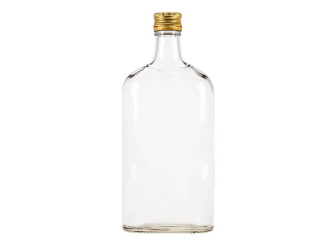 Láhev sklo  500ml Placka čirá s plechovým víčkem