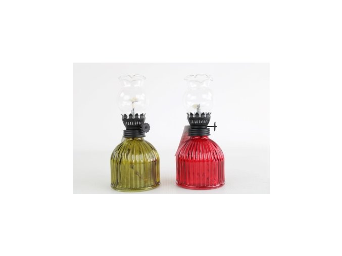 Lampa petrolejová s cylindrem v.17cm  COLOR, mix barev