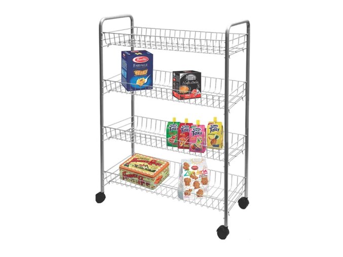 Regál drát 4 koše 59x26x78cm kolečka  BIG STORE 4