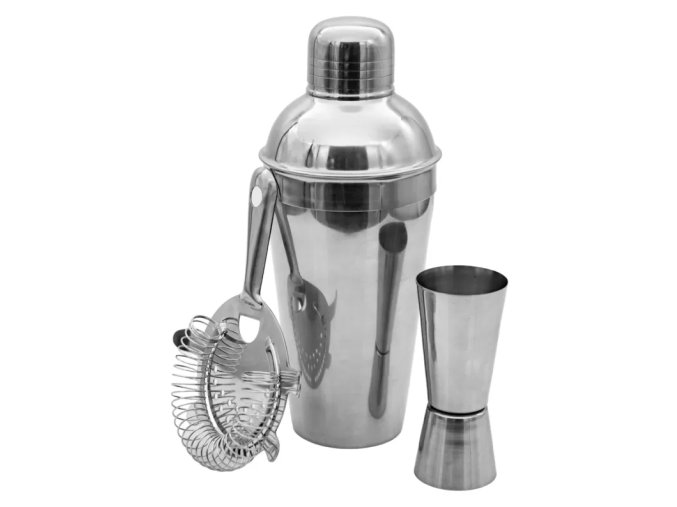 Šejkr nerez, sítko, odměrka - barmanský set  MEYERHOFF