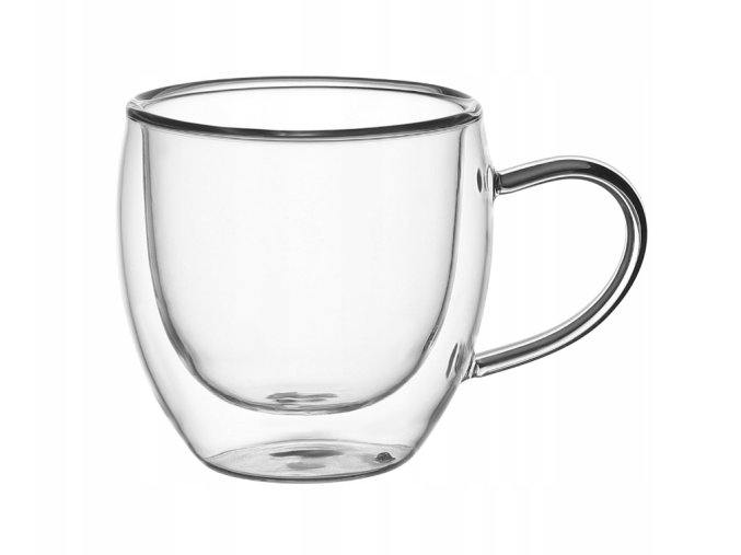 Hrnek sklo 100ml dvoustěnný ucho 2ks  KAMILLE