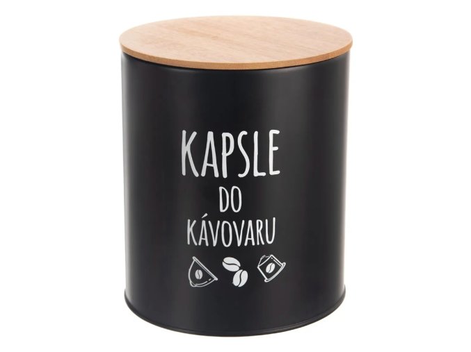 Dóza plech/bambus černá na kapsle ¤16cm  ORION