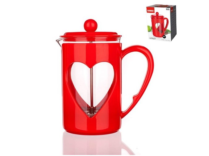 Konvice french press 800ml sklo/nerez/plast filtr   DARBY red