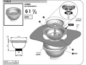 Ventil dřezový vypouštěcí 1 1/2´´ T-739/II plast/nerez  SAM