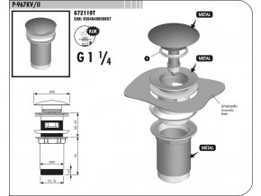 Ventil dřezový vypouštěcí KLIK 1 1/4´´ P-967KV/II  SAM