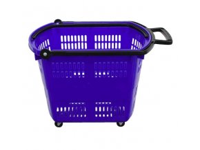 Košík nákupní do samoobsluhy na kolečkách modrý