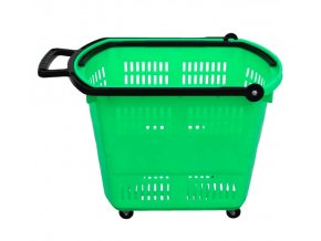 Košík nákupní do samoobsluhy na kolečkách, zelený