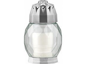 Hřbitovní sklo 18cm svíčka vklad  DIAMOND stříbrná