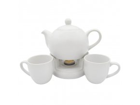 Konvice porcelán 1000ml s ohřívačem + 2 hrnky  WHITE