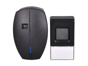Zvonek bezdrátový 32 tónů, LED, do zásuvky, IP44, černá  SOLIGHT