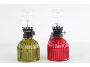 Lampa petrolejová s cylindrem v.17cm  COLOR, mix barev
