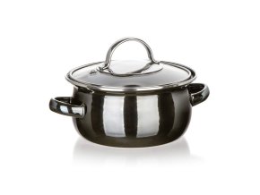 Hrnec smalt ¤24x11cm 3,7L s poklicí  METALLIC BLACK