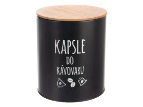 Dóza plech/bambus černá na kapsle ¤16cm  ORION
