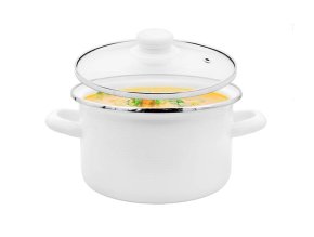 Hrnec smalt ¤18cm 3L s poklicí  3D bílá