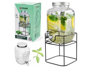 Zásobník láhev sklo 4000ml s kohoutkem ve stojanu  TR-4TJ