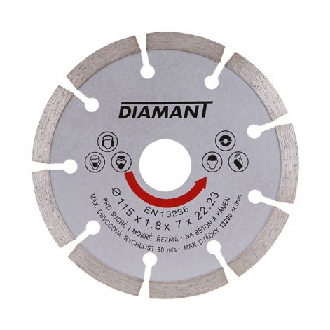 Kotouč diamant řezný ¤115x22,2x2mm segment  DIAMANT KUTIL Sklad7 8021111.00