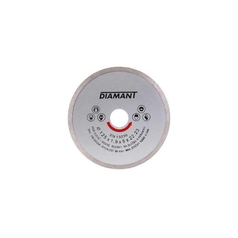 Kotouč diamant řezný ¤125x22,2x2mm celoobvodový  DIAMANT KUTIL Sklad7 8021012.00