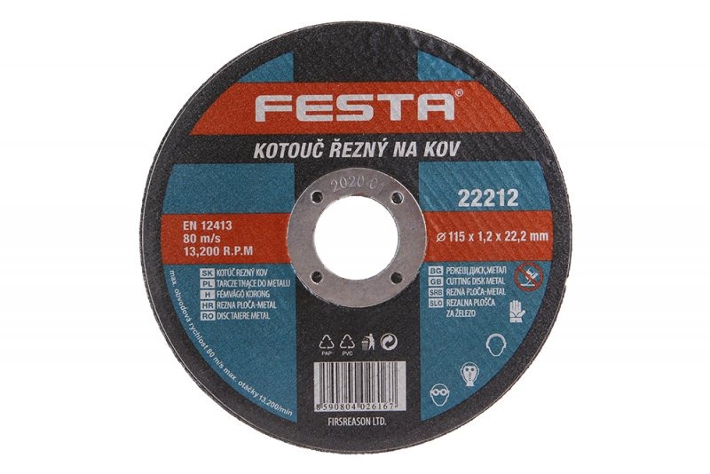 Kotouč řezný FE 115x1,2x22mm  FESTA  (odběr bal.5ks) KUTIL Sklad7 8022212.00