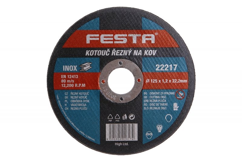 Kotouč řezný FE 125x1,2x22mm  FESTA  (odběr bal.5ks) KUTIL Sklad7 8022217.00