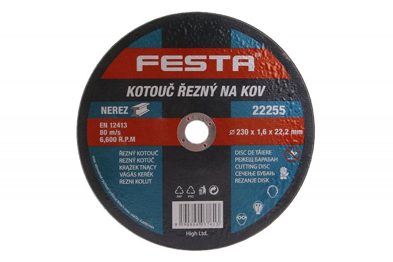 Kotouč řezný FE 230x1,6x22mm  FESTA (odběr bal.5ks) KUTIL Sklad7 8022255.00