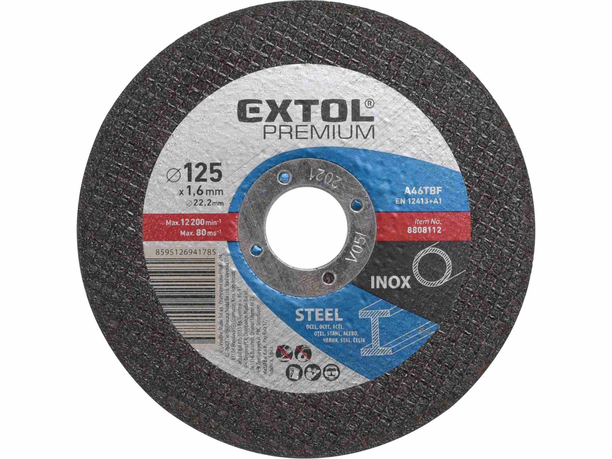 Kotouč řezný FE/INOX 125x1,6x22mm  EXTOL PREMIUM KUTIL Sklad7 8108112.00