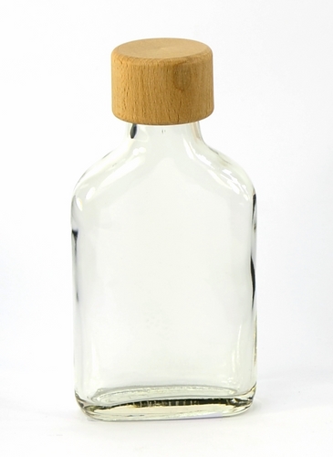 Láhev sklo  100ml Placka čirá s dřevěným víčkem KUTIL Sklad7 4480129.00