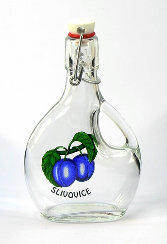 Láhev sklo  200ml BOCKSBEUTEL ucho ŠVESTKA, patent. uzávěr KUTIL Sklad7 4480032.00