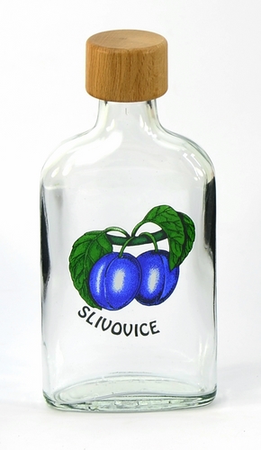 Láhev sklo  200ml PLACKA s dřevěným víčkem ŠVESTKA KUTIL Sklad7 4480132.00