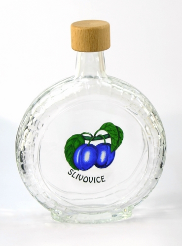 Láhev sklo 500ml PEGGY s víčkem ŠVESTKA