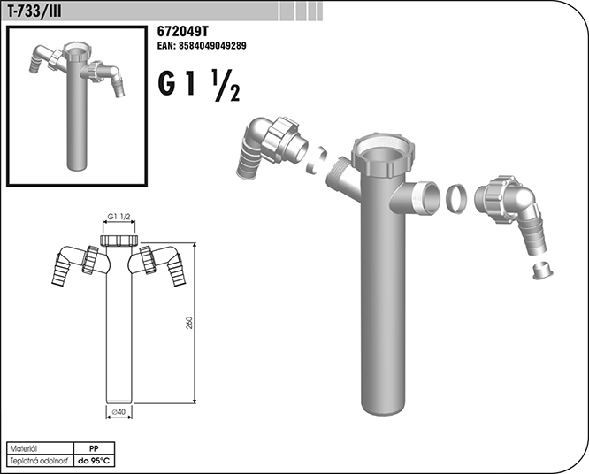 Sifón umývadlový dvojitý T-733/III SAM