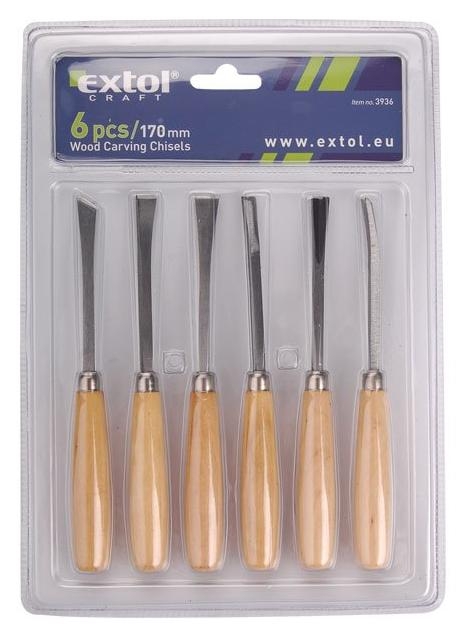 Dláta řezbářská sada 6ks dřevěná rukojeť  EXTOL CRAFT KUTIL Sklad7 8139360.00