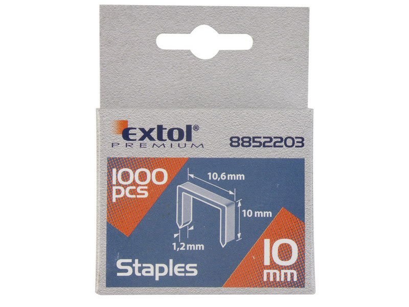 Spony sešívací 10mm, 10,6x0,52x1,2mm, 1000ks  EXTOL PREMIUM KUTIL Sklad7 8152203.00