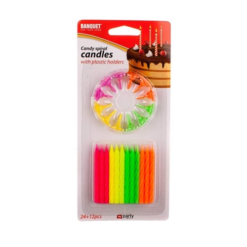 Svíčka dortová 6cm 24ks + držáky  PARTY neon KUTIL Sklad7 4704674.00