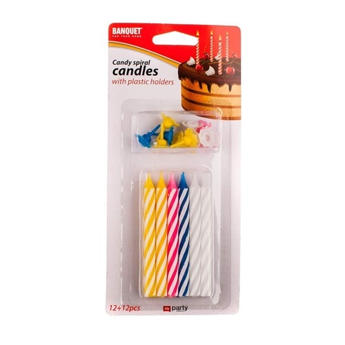 Svíčka dortová 8cm 12ks + držáky  PARTY barevné KUTIL Sklad7 4704672.00