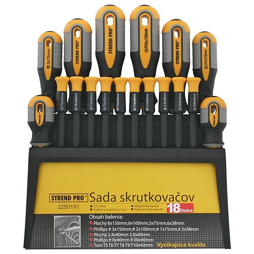 Šroubováky sada 18ks PH+ploché, v držáku  STREND KUTIL Sklad7 8750191.00