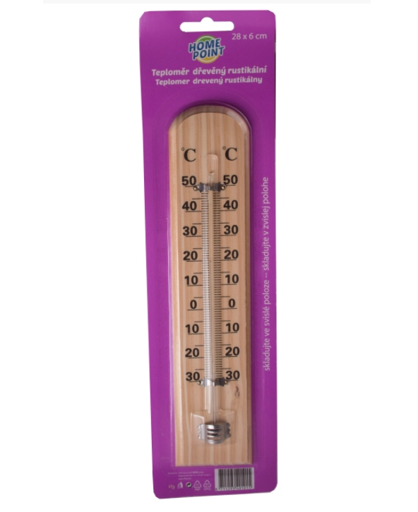 Teploměr pokojový/venkovní dřevo 28x6cm rustikál  HOME LINE KUTIL Sklad7 9389150.00