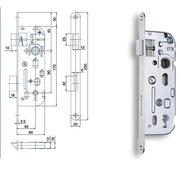 Zámek zadlabací 01-15 PL 90/60  HOBES KUTIL Sklad7 8821150.00