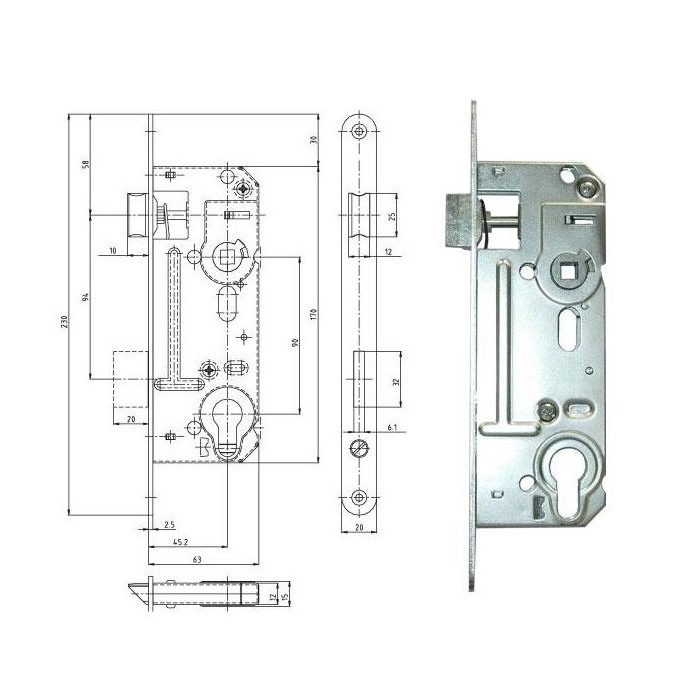 Zámek zadlabací F 02-06 PL 60/90  HOBES KUTIL Sklad7 8822042.00