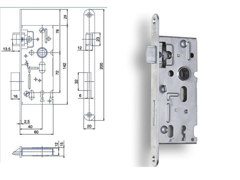Zámek zadlabací K103 PL  72/60  HOBES KUTIL Sklad7 8820300.00