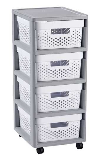Komoda plast 4patra  INFINITY 4x10L bílá/šedá KUTIL Sklad7 9604356.00
