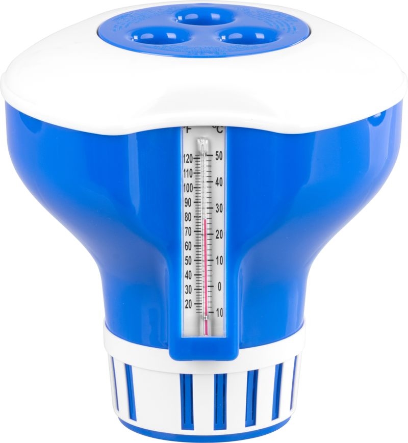 Plovák dávkovač na chlorové tablety 200g s teploměrem